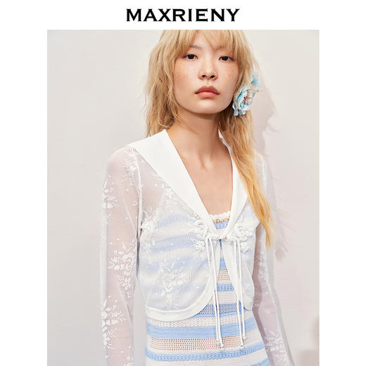 【海边度假-商场同款】MAXRIENY清冷新中式上衣外搭藤蔓花蕾丝(货号:MC85JA273) 商品图2