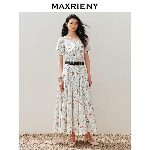 玛克门店发货:【浪漫花园-商场同款】MAXRIENY复古诗意花卉百褶裙2024半身裙夏(货号:MC85SK008) 商品图1