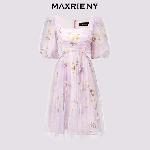 玛克门店发货：MAXRIENY*浪漫印花甜美宫廷网纱连衣裙(货号:MC85DR415) 商品图4