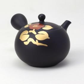 【样品特惠4.5折，仅1个无原包装，无货退款】常滑烧侧把壶 日本进口日式全手工高级茶壶常滑烧黑泥小丸椿黑色桔梗温变樱花 商品图5