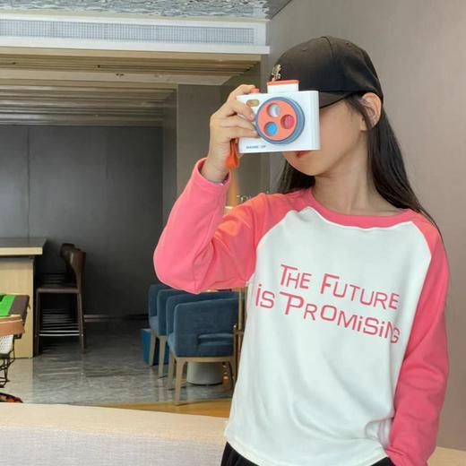 【49.9/3件】儿童德绒长袖T恤秋季插肩打底衫柔软男童女童宽松T恤甜美潮流聚 商品图5