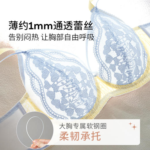 【积分兑换】奶糖派大杯文胸嫣语法式风全罩杯文胸双肩带大胸显小内衣 商品图3