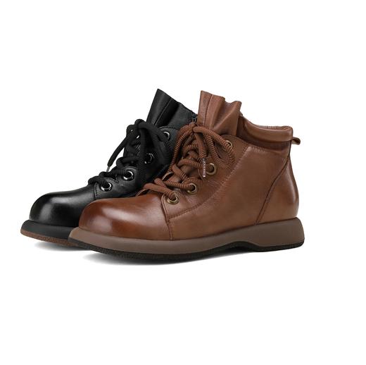 西村名物2024年冬季新款系带厚底平跟马丁靴X24DS47551 商品图0