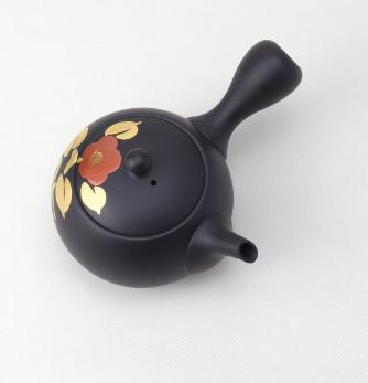 【样品特惠4.5折，仅1个无原包装，无货退款】常滑烧侧把壶 日本进口日式全手工高级茶壶常滑烧黑泥小丸椿黑色桔梗温变樱花 商品图3