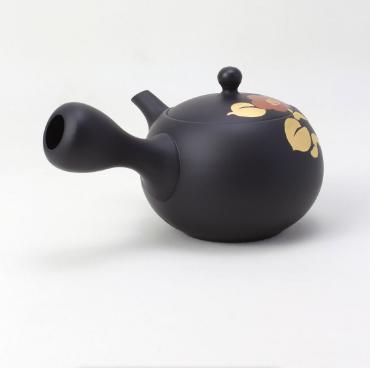 【样品特惠4.5折，仅1个无原包装，无货退款】常滑烧侧把壶 日本进口日式全手工高级茶壶常滑烧黑泥小丸椿黑色桔梗温变樱花 商品图2