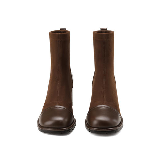 西村名物2024年冬季新款舒适中粗跟小圆头切尔西靴X24DS46771 商品图5