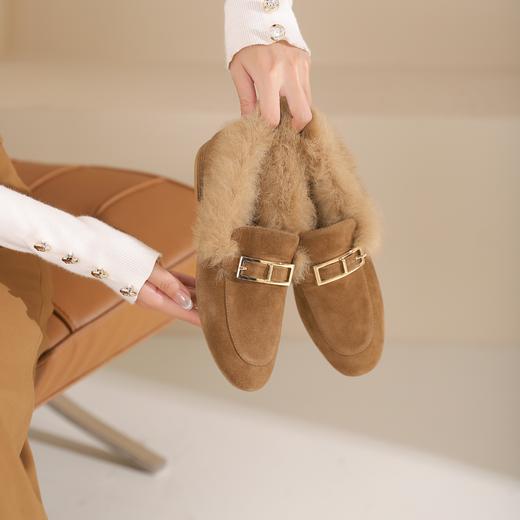 西村名物2024年冬季新款舒适低跟小尖头毛靴T24DM4665101D 商品图0