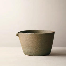 粗陶公杯 古陶绿