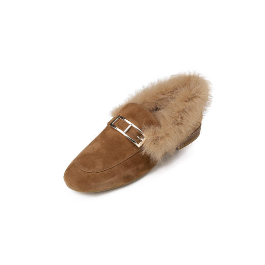 西村名物2024年冬季新款舒适低跟小尖头毛靴T24DM4665101D 商品图5