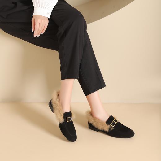 西村名物2024年冬季新款舒适低跟小尖头毛靴T24DM4665101D 商品图2