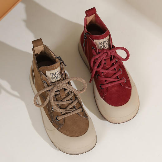 西村名物2024年冬季新款小圆厚底高跟马丁靴T24DS46921 商品图0