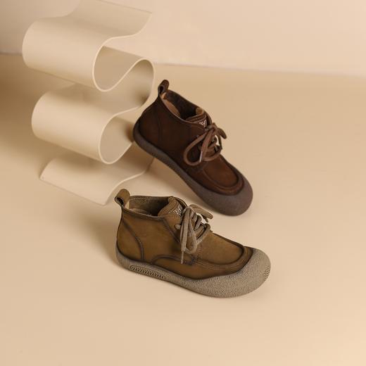 西村名物2024年冬季新款小圆头厚底增高系带马丁靴T24DS47001 商品图4