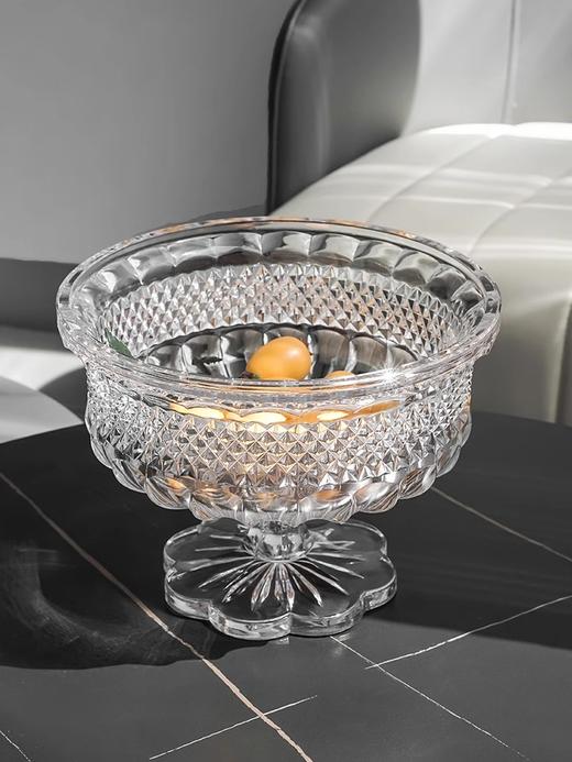 捷克原装进口水晶玻璃花瓶BOHEMIA 欧式复古高脚花瓶果盘客厅摆件波西米亚欧式钻石纹高脚花瓶30cm高脚果斗 商品图3