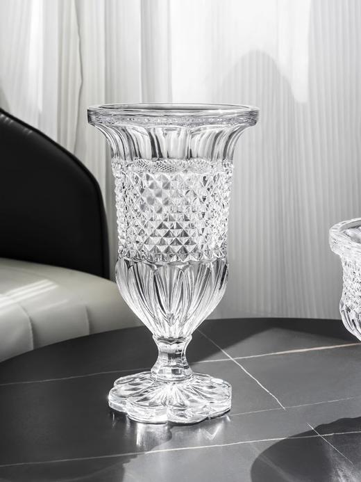 捷克原装进口水晶玻璃花瓶BOHEMIA 欧式复古高脚花瓶果盘客厅摆件波西米亚欧式钻石纹高脚花瓶30cm高脚果斗 商品图6
