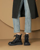 西村名物2024年冬季新款小圆头厚底增高跟系带马丁靴T24DS47011 商品缩略图7