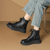西村名物2024年冬季新款小圆头厚底增高跟系带马丁靴T24DS47011 商品缩略图2