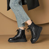 西村名物2024年冬季新款小圆头厚底增高跟系带马丁靴T24DS47011 商品缩略图6