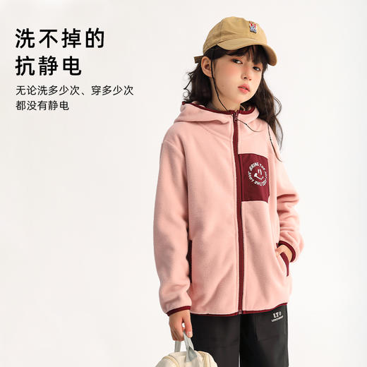 【2025反季特价清仓】龙之涵“暖绒绒”系列无静电摇粒绒连帽上衣 抗静电  A类 GL2024-019 商品图1