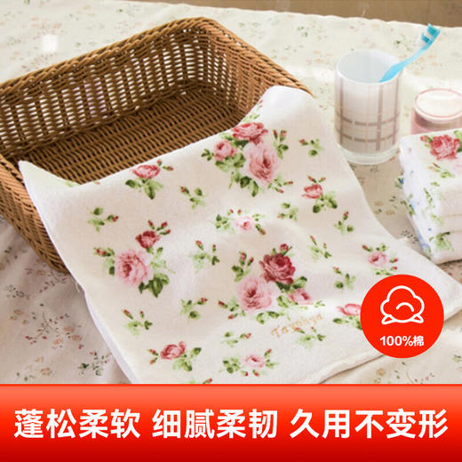 【多样屋专柜】多样屋纯棉印花蓝色毛巾方巾 蓬松柔软洗脸热敷擦手儿童面巾洗澡成人 商品图8