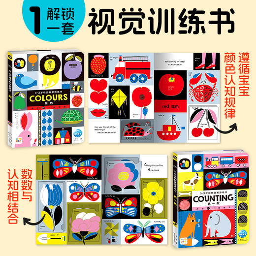 0-3岁视觉激发游戏书全4册点读版婴儿早教卡颜色认知启智数学启蒙纸板书 商品图1
