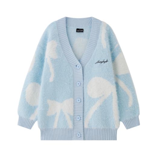 [15天内发][下单送背心]YKYB仿貂毛绣花蝴蝶趣味感OVERSIZE双色慵懒针织衫毛衣 商品图4