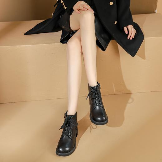 西村名物2024年秋冬新款舒适超轻厚底增高百搭系带马丁靴T23DS44091 商品图3