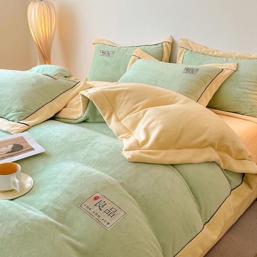 【换季出清】自然醒A类良品纯色双拼牛奶绒四件套秋冬季新款珊瑚绒法兰绒被套宿舍单人三件套QJ  商品图5