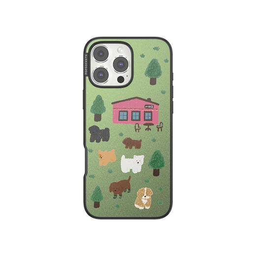 【宠物物语·手机壳】爪爪散步 POPCASE手机壳 MagSafe Popcase磁吸款 绿色 小狗 拼贴 iPhone 16/15/14/13 商品图1