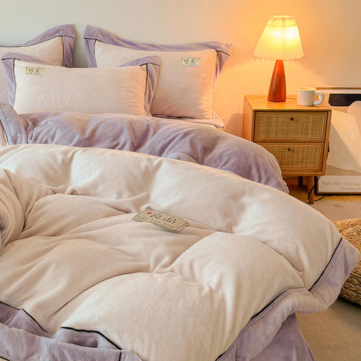 【换季出清】自然醒高端A类良品纯色双拼牛奶绒冬季被套2米x2米3单件加绒珊瑚绒被罩QJ 商品图10