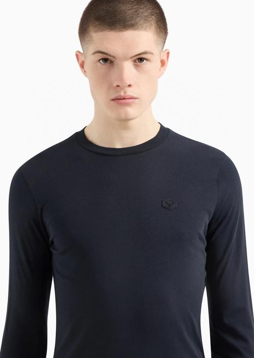 现货 阿玛尼Ea 经典小标款 50s双股丝光棉圆领长袖T恤 数量很少 商品图1