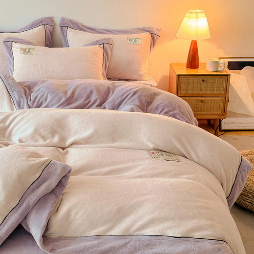 【换季出清】自然醒高端A类良品纯色双拼牛奶绒冬季被套2米x2米3单件加绒珊瑚绒被罩QJ 商品图0