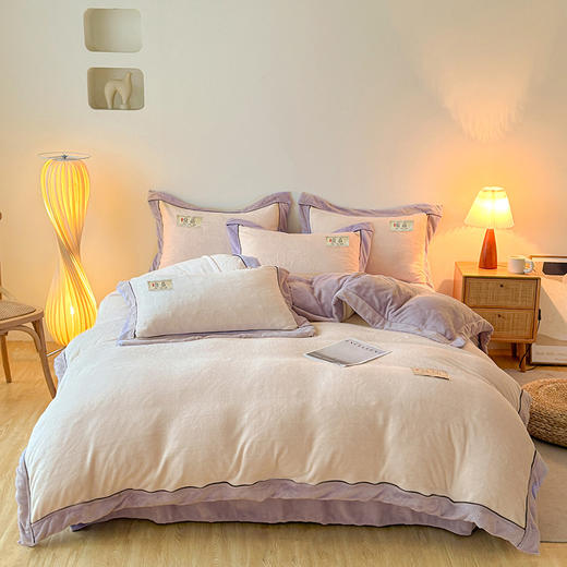 【换季出清】自然醒高端A类良品纯色双拼牛奶绒冬季被套2米x2米3单件加绒珊瑚绒被罩QJ 商品图1