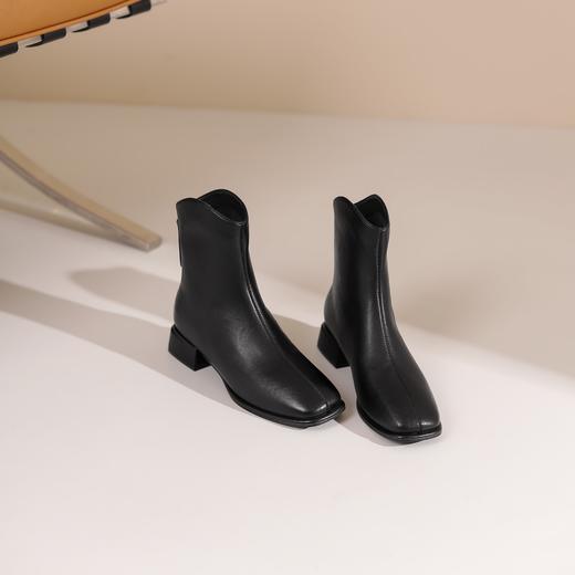 西村名物2024年秋冬新款舒适超轻厚底增高百搭马丁靴T24DS48121 商品图3