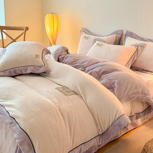 【换季出清】自然醒高端A类良品纯色双拼牛奶绒冬季被套2米x2米3单件加绒珊瑚绒被罩QJ 商品图6