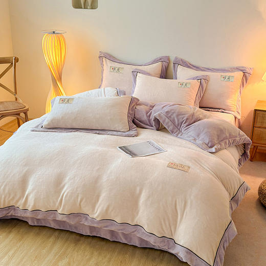 【换季出清】自然醒高端A类良品纯色双拼牛奶绒冬季被套2米x2米3单件加绒珊瑚绒被罩QJ 商品图3