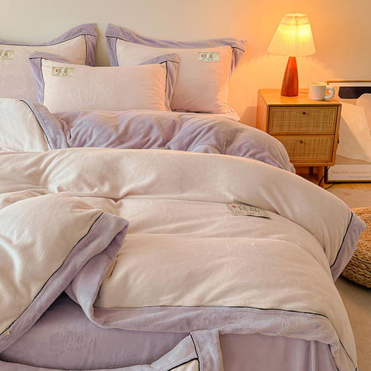 【换季出清】自然醒高端A类良品纯色双拼牛奶绒冬季被套2米x2米3单件加绒珊瑚绒被罩QJ 商品图9