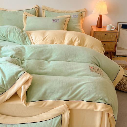 【换季出清】自然醒A类良品纯色双拼牛奶绒四件套秋冬季新款珊瑚绒法兰绒被套宿舍单人三件套QJ  商品图7