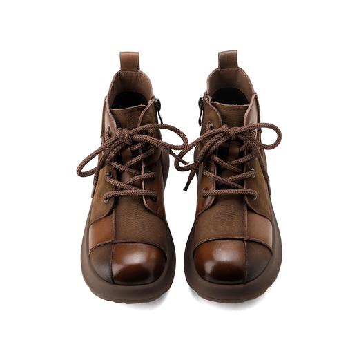 西村名物2024年秋冬新款舒适超轻厚底增高百搭系带马丁靴X24DS47521 商品图3