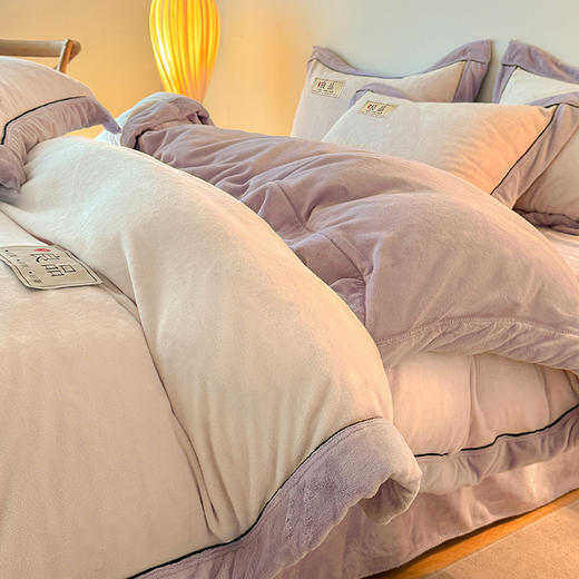 【换季出清】自然醒高端A类良品纯色双拼牛奶绒冬季被套2米x2米3单件加绒珊瑚绒被罩QJ 商品图7