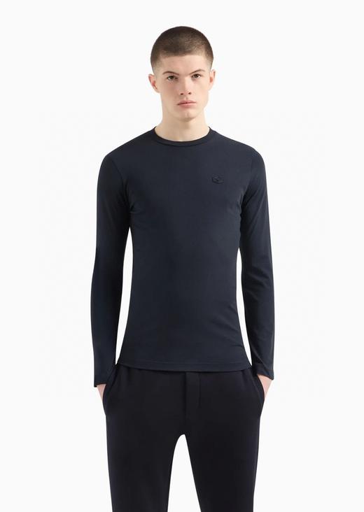 现货 阿玛尼Ea 经典小标款 50s双股丝光棉圆领长袖T恤 数量很少 商品图3