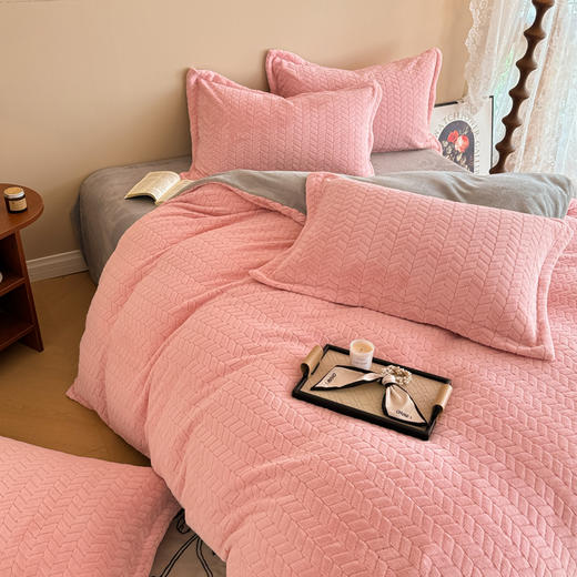 【换季出清】自然醒A类麦穗纹提花牛奶绒床上四件套双面珊瑚法兰绒被套罩床单笠冬季款床品QJ 商品图9