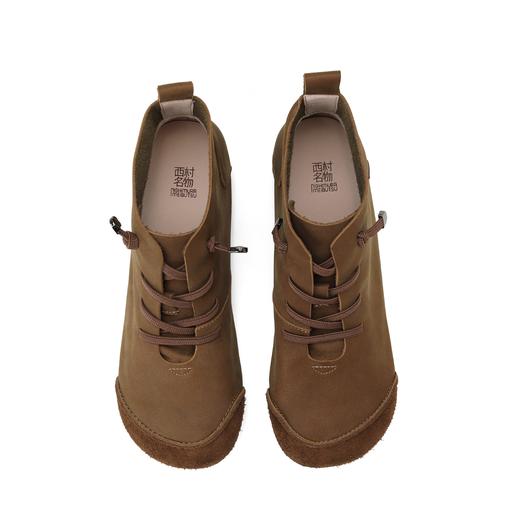 西村名物2024年秋冬新款舒适超轻厚底增高百搭系带马丁靴X24DS47701 商品图4