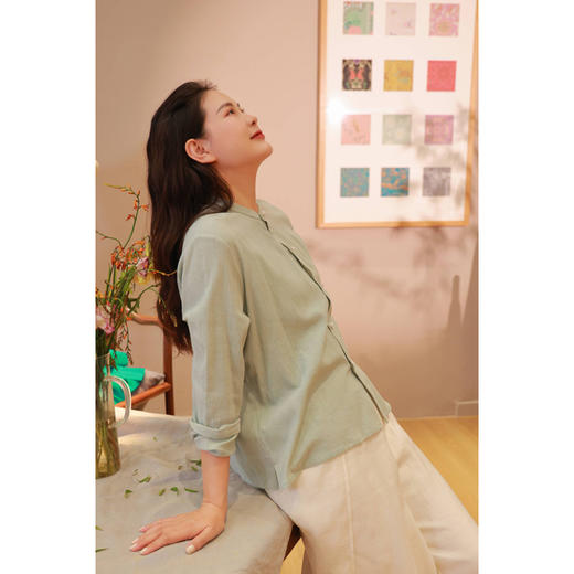 【抖音专属】立领衬衫（21710804山岚） 商品图4