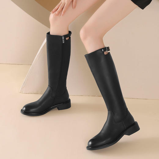 西村名物2024年秋冬新款舒适超轻厚底增高百搭及膝高靴T24DQ46901 商品图6