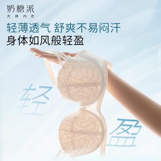 【积分兑换】[贝壳杯轻盈]文胸大胸显大聚拢性感蕾丝挺拔性感圆圆胸内衣女 商品图3
