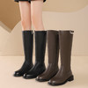 西村名物2024年秋冬新款舒适超轻厚底增高百搭及膝高靴T24DQ46901 商品缩略图1
