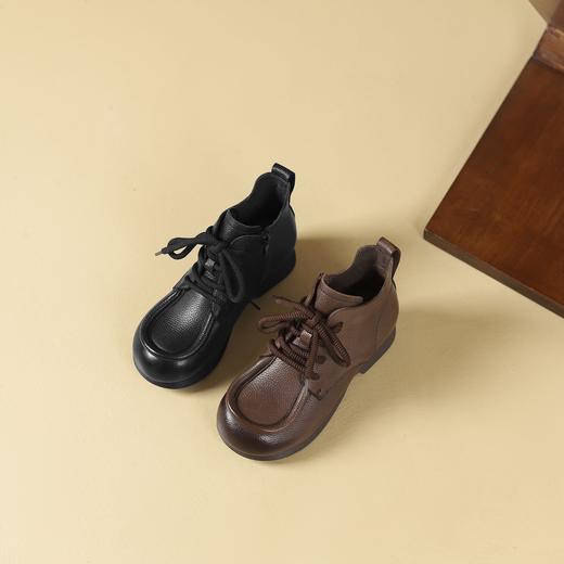 西村名物2024年秋冬新款舒适超轻厚底增高百搭系带马丁靴T24DS48061 商品图5