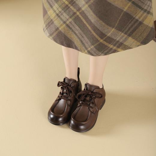 西村名物2024年秋冬新款舒适超轻厚底增高百搭系带马丁靴T24DS48061 商品图2