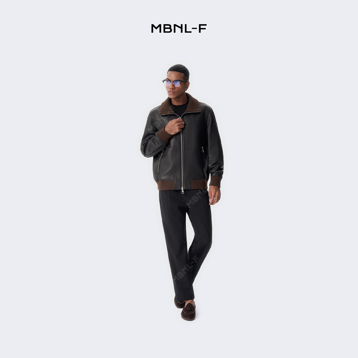 MBNL-F高端线 秦磊同款24F/W 立体裁剪立领皮衣男士外套 LL-H3035 m9商品图1