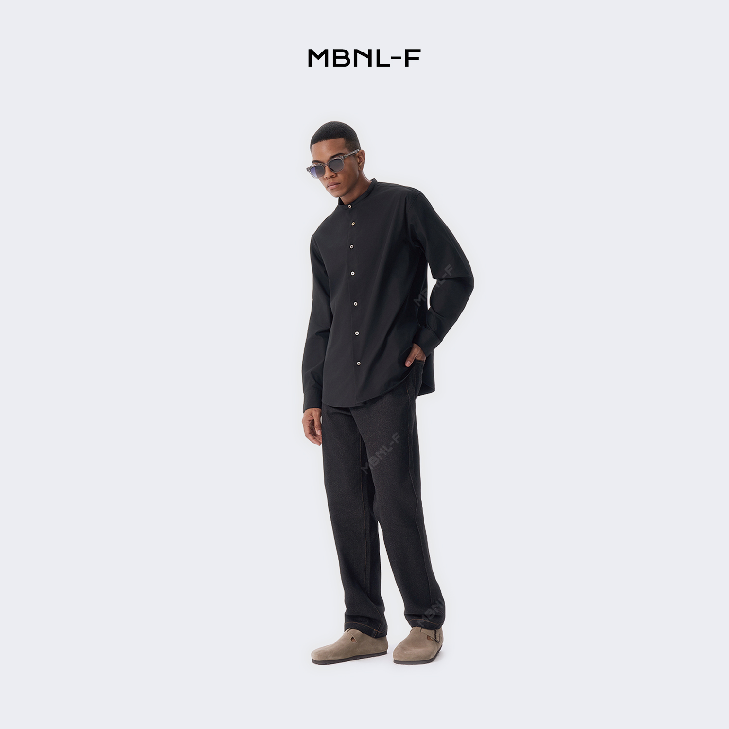 MBNL-F高端线Q秦磊同款24F/W 长袖休闲百搭亨利领男士衬衫LL-1002 m9商品图2
